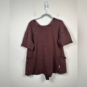 Free People FP Movement Printed Hot Shot Tee Romper Brown EUC Smalll